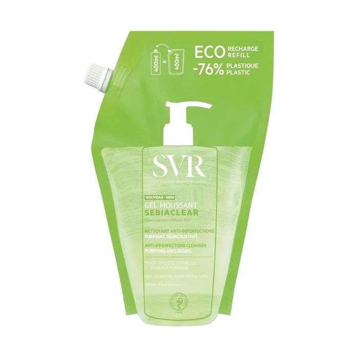 SVR SEBIACLEAR ECO RECHARGE GEL MOUSSANT NETTOYANT 400ML